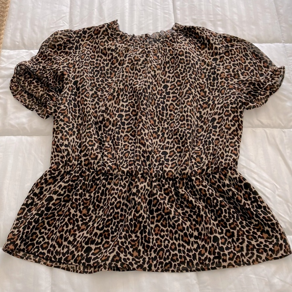 Y2k J.CREW LEOPARD ANIMAL PRINT BLOUSE SIZE S